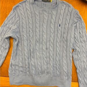 Ralph Lauren Blue Crewneck Cable Knit Sweater